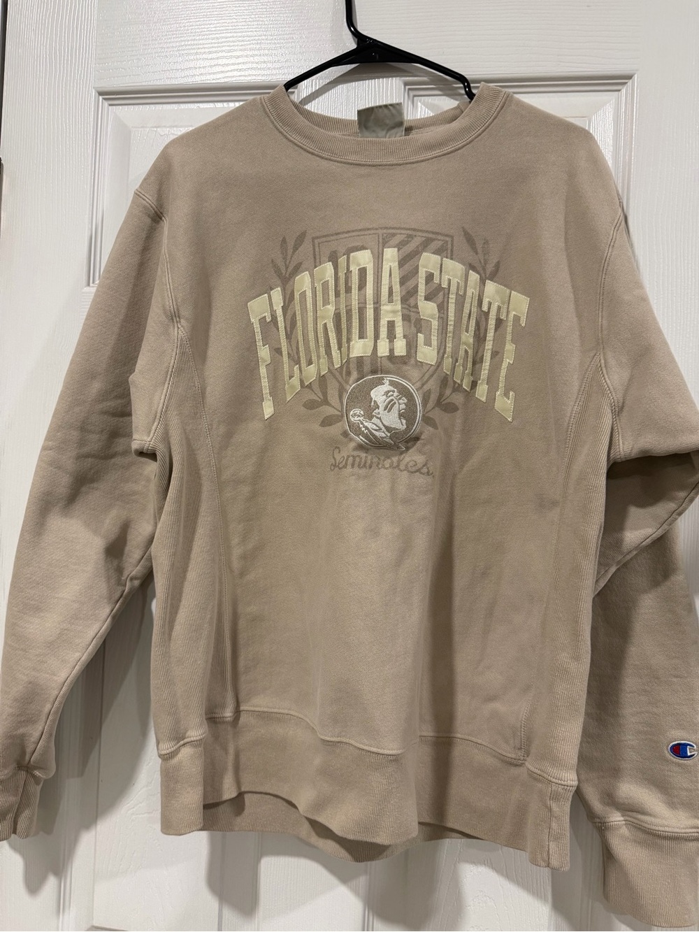 Champion Florida State Crewneck Sweatshirt - Tan with Cream Print
